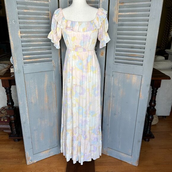 Ba&sh Noma On/Off Shoulder Maxi Dress Nude Sz 4 NWOT - Picture 3 of 16